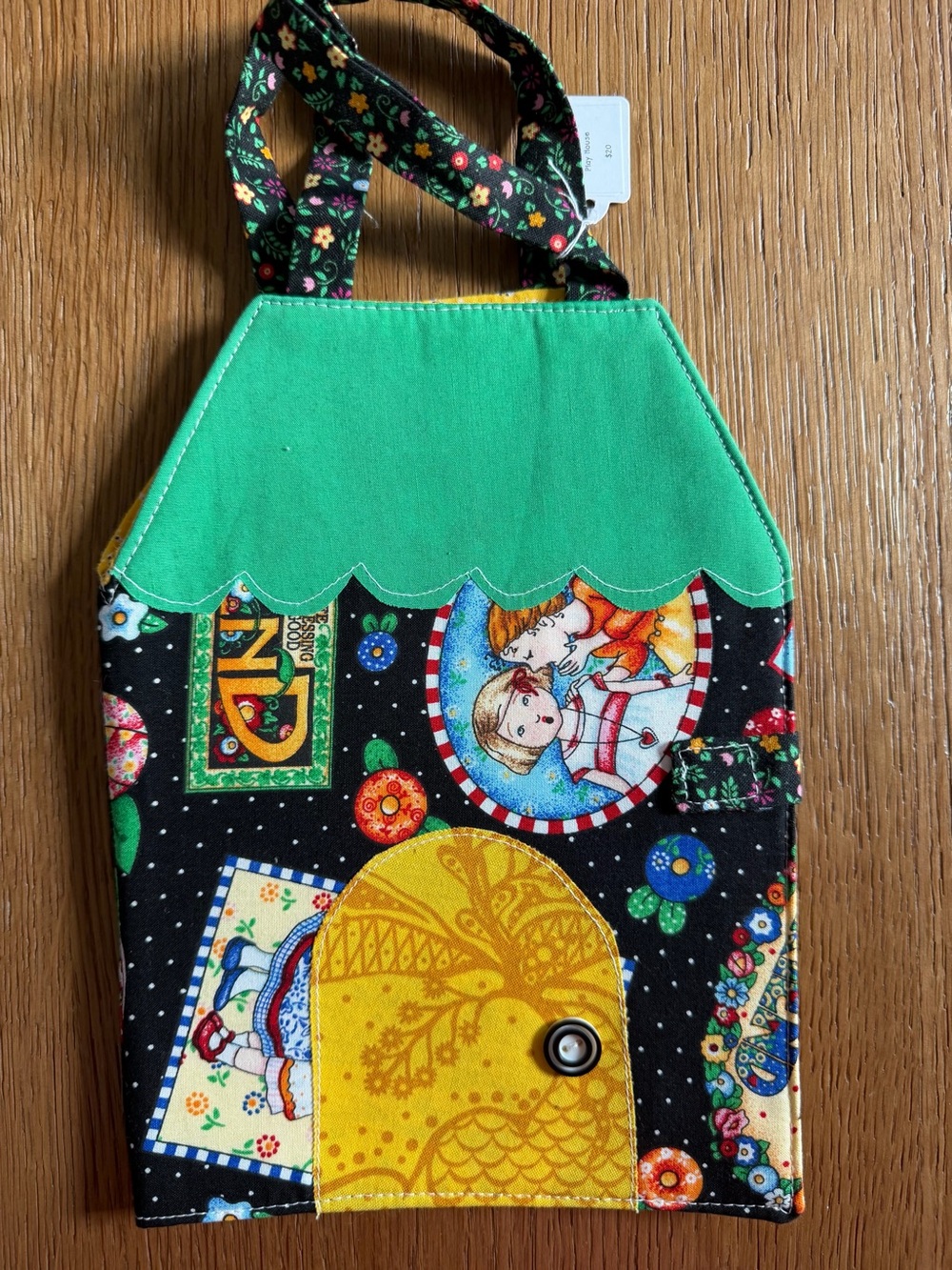 Kids Floral Storybook Fabric Crossbody Bag in Green, Black, Yellow